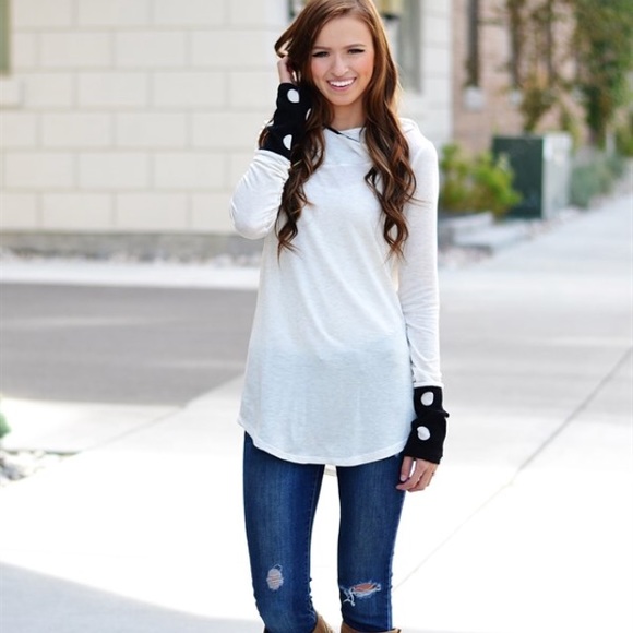 so perla Tops - Polka dot accent hoodie